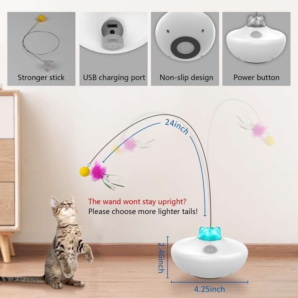 Interactive Cat Toys Cat Exercise Tumbler, Rechargeable Cats Spin Butterfly Game